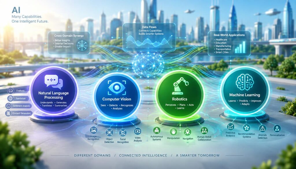 AI capability and functionality categories shown as separate groups