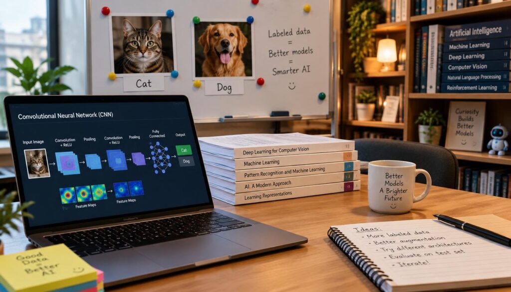 Labeled cat and dog images used to train a machine learning model